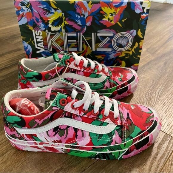 KENZO X VANS VAULT OG OLD SKOOL LX SneakersFloral Red / True White 5.5 NWT Rare - Picture 4 of 14